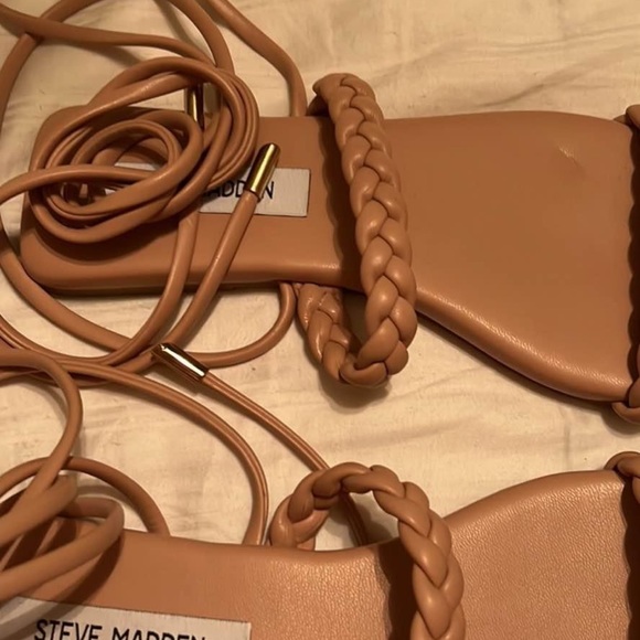 BRAND NEW Steve Madden Bailey Blush Tie Up Sandals Sz 8 - Picture 3 of 4